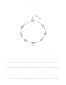 Detail view of 925 sterling silver bubble bracelet showing 4mm zircon size and 16+3cm length