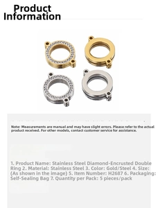 Detailed parameter chart for stainless steel rhinestone double-loop circle connectors