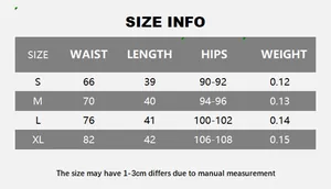 Size guide table for women's high waist PU leather mini skirt with S-XL measurements