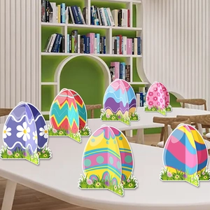 Easter egg 3D tabletop ornaments set with diverse floral patterns for party decoration