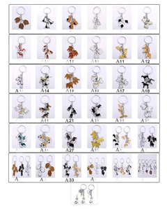 Detailed catalog of colorful enamel dog breed keychains with various cute canine charms