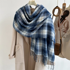 Plaid Scarf Imitation Cashmere Winter Warm Shawl With Tassels Soft Unisex Pashmina Casual Wraps
