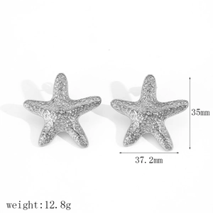 Textured starfish earrings in stainless steel with ocean-inspired hammered finish
