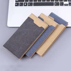 Slim canvas men's wallet set in dark grey, denim blue and khaki with 12 card slots