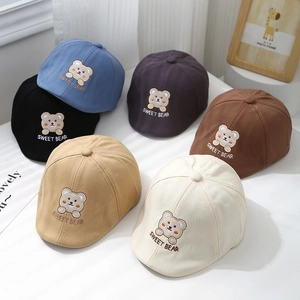 Bérets pour bébés avec broderie ours en six couleurs, chapeaux mignons pour enfants