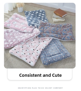 Close-up of thick plush pet blankets with star and paw prints for dogs and cats