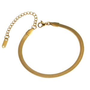 Bracelet luxueux en chaîne serpent en acier inoxydable doré avec fermoir ajustable
