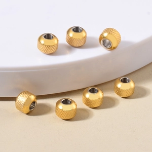 Golden knurled stainless steel mesh beads for DIY jewelry and bracelet making