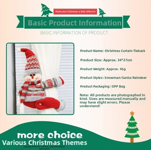 Detail view of 34x27cm Christmas snowman curtain tie-back with knitted plush texture
