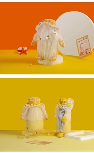 Macro shot of bee festival gnome plush details with lace flowers and honeycomb patterns