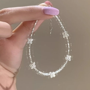 Elegant 925 Sterling Silver Butterfly Bracelet For Women Adjustable Broken Silver Beads Rhinestone Charms Fashion Jewelry Gift