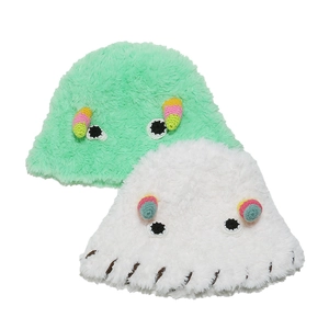 Chapeau Bob En Peluche Monstre Mignon Fausse Fourrure Hiver Chaud Nouveauté Cornes Tricotées Protection Oreilles Femmes