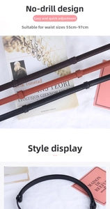 Slim adjustable waist belt for women, fitting 55cm-97cm waists in black and brown colors