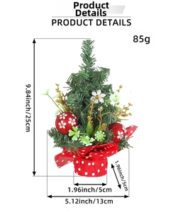 Detailed dimensions of 25cm mini pine Christmas tree with red berries and fabric base