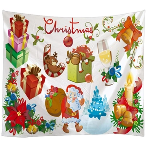 Tapisserie de Noël avec motifs de Père Noël et rennes pour décoration murale festive