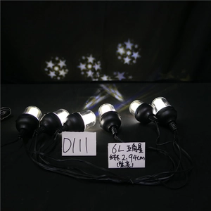 Macro detail of LED star projector lights with 6 bulbs and warm white constant glow