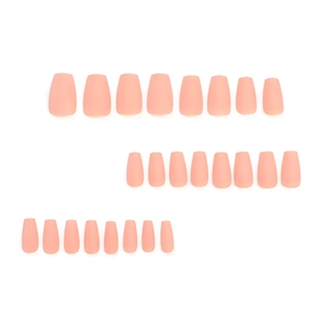 Matte apricot short coffin press-on nails set with 24 pieces in various sizes