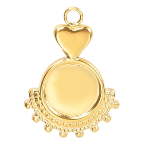 Minimalist 18k gold plated stainless steel heart and circle pendant accessory