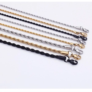 Collier Chaîne Corde Acier Inoxydable Galvanisé Twist Link Bijoux Neutre Polyvalent Accessoires Mode Pour Hommes Femmes