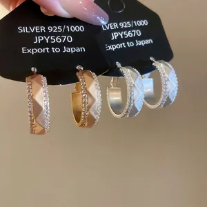 Orecchini A Cerchio Sfaccettati Geometrici Rame Placcato Zircone Con Perno In Argento Sterling 925 Gioielli Donna