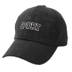 Black sport baseball cap with 3D letter embroidery and embossed patterns for outdoor sports