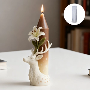 Deer Head Lily Flower Silicone Mold DIY Handmade Candle Aromatherapy Gypsum Soap Making Tool Elegant 3D Craft