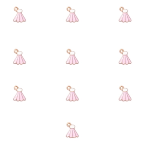 Detailed set of 10 pink and white alloy dress pendants for DIY jewelry making crafts