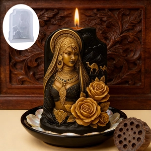 Stampo Per Candele 3D Rilievo Donna Araba Esotica Silicone Artigianato DIY Motivo Rosa Cammello Produzione Cera Aromaterapia Stile Retrò