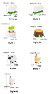 Miniature resin farm animals and fences with detailed size measurements for bonsai decor