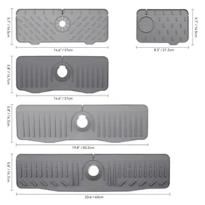 Various sizes of silicone faucet splash pads for kitchen sinks from 37cm up to 60cm long