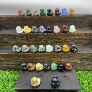 Mini Duck Figurine Natural Gemstone Hand Carved Polished Crystal Animal Statue For Home Office Desk Decoration Gift