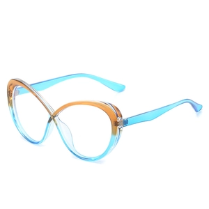 Fashionable TR90 cat-eye blue light blocking glasses with blue and orange gradient frames