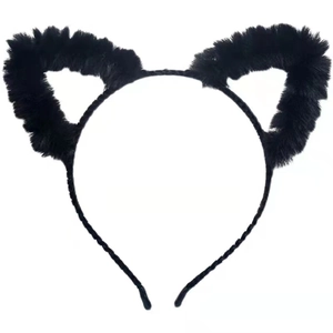 Serre-tête oreilles de chat en peluche noire douce pour un accessoire de coiffure mignon