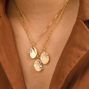 Oval Pendant Necklace Gold Plated Copper Zircon Inlaid Irregular Geometric Minimalist Jewelry For Women