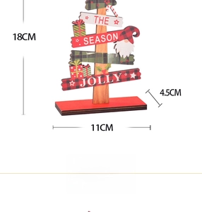 Detailed dimensions of wooden Christmas tabletop sign with festive Santa pattern