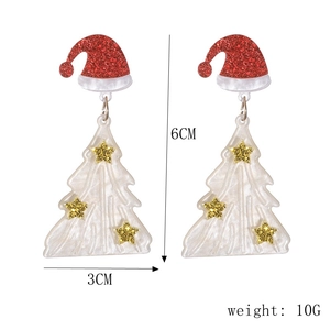 Christmas tree earrings with red glitter hat, measuring 6cm by 3cm, weighing 10g