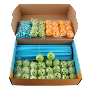 Detail view of 132-piece DIY fort building kit with poles and multi-angle connector balls