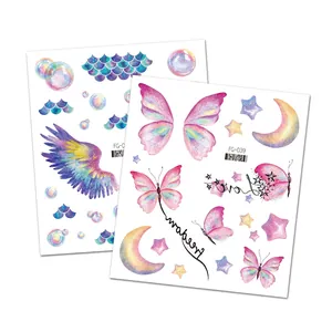 Dreamy butterfly glitter temporary tattoos with moon and stars for music festival makeup
