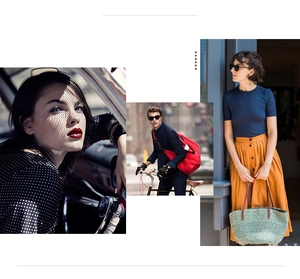 Collage of fashion lifestyle scenes featuring trendy aviator sunglasses and casual wear