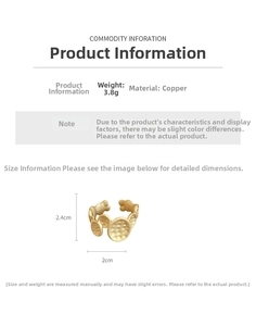 Detailed view of 3.8g gold-plated adjustable ring with hammered texture measurements
