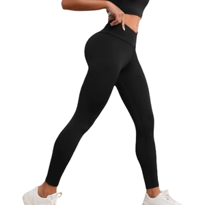 High-waist black yoga leggings for women with peach hip lifting and slim fit design