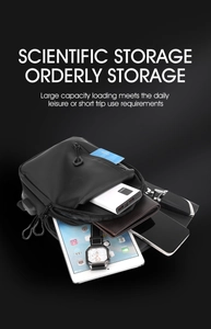 Detail showing high-capacity compartments with tablet, phone, and wallet storage