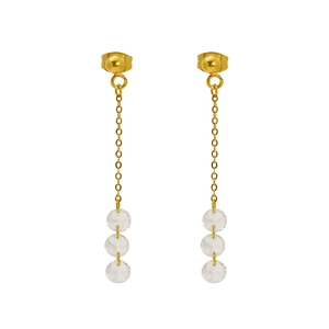 Boucles d'oreilles pendantes en acier doré avec pampilles de perles en zircon pour femme