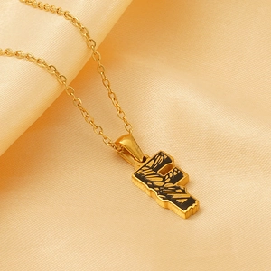 Elegant 18k gold plated stainless steel necklace featuring a textured letter F pendant