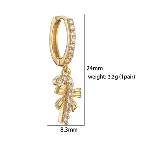 Details von Zuckerstangen-Ohrringen mit Kristal-Schleife, 24mm x 8.3mm, 3.2g