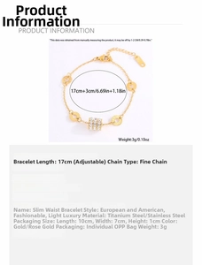 Detail view of gold-tone stainless steel bracelet with roman numeral rings and paved charms