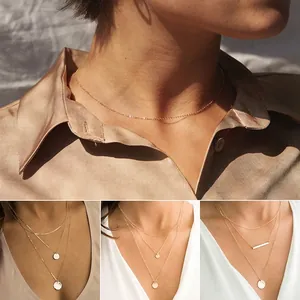 Minimalist Stainless Steel Chain Necklace For Women Gold Silver Rose Gold Plated O-Chain Thin Choker Fashion Jewelry Gift