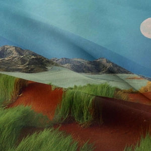 Bohemian landscape tapestry with digital print of mountains and moon for room wall decor