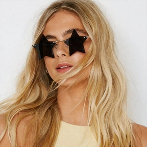 Star Shaped Rimless Sunglasses UV400 Metal Frame Personalized Trendy Party Punk Fashion Eyewear For Women Men