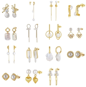 Collection of 16 natural freshwater pearl earrings with S925 sterling silver studs